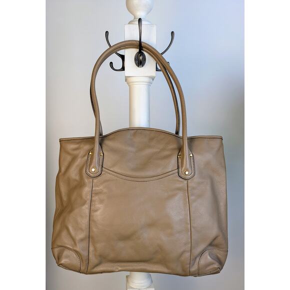 NEW B. Makowsky Tan Nolita LARGE Luxury Leather Classics Shopper Purse Handbag - Picture 2 of 11